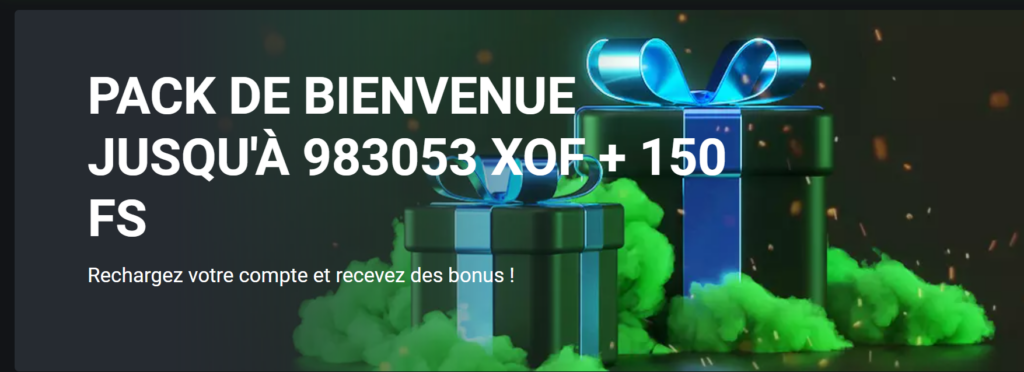 Package de bienvenue avec tours gratuits pour casino