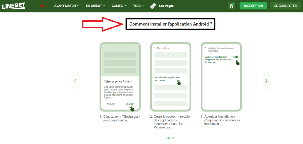 Le processus d'installation d'une LineBet Android app